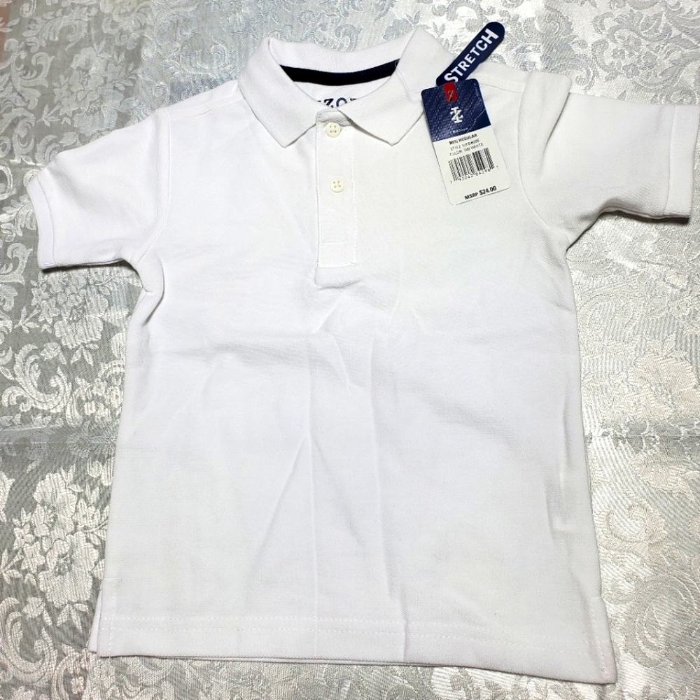 NWT IZOD boys School Uniform Short Sleeve Polo Shirt, Button Closure